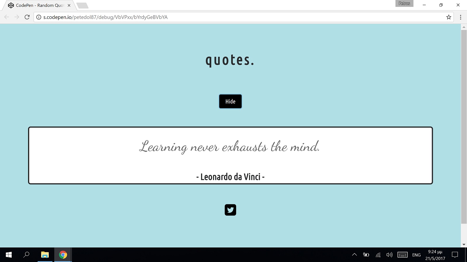 Screenshot of Random Quote Machine app